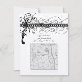 Black Funky Elegant Swirls Wedding Invitation Kaart (Achterkant)
