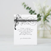 Black Funky Elegant Swirls Wedding Invitation Kaart (Staand voorkant)