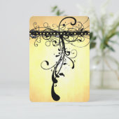 Black Funky Elegant Swirls Wedding Invitation RSVP Kaartje (Staand voorkant)