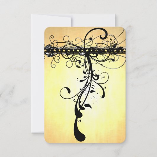 Black Funky Elegant Swirls Wedding Invitation RSVP Kaartje (Voorkant)