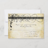 Black Funky Elegant Swirls Wedding Invitation RSVP Kaartje (Voorkant)