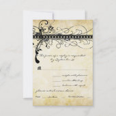 Black Funky Elegant Swirls Wedding Invitation RSVP Kaartje (Voorkant)