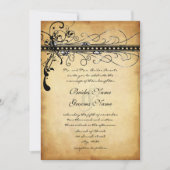 Black Funky Elegant Swirls Wedding Invitations Kaart (Voorkant)