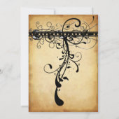 Black Funky Elegant Swirls Wedding Invitations Kaart (Achterkant)