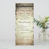 Black Funky Elegant Swirls Wedding Programme Programmakaart (Staand voorkant)