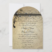 Black Funky Elegant Swirls Wedding RSVP Kaart (Voorkant)