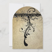 Black Funky Elegant Swirls Wedding RSVP Kaart (Achterkant)