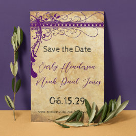 Black Funky Elegant Swirls Wedding Save the Date