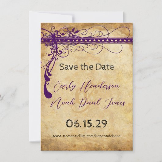 Black Funky Elegant Swirls Wedding Save the Date (Voorkant)