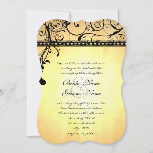 Black Funky Grunge Swirls Wedding Kaart (Voorkant)