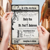 Black Funky Playbill Ticket Wedding Invitations Kaart