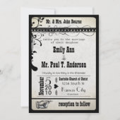 Black Funky Renaissance Medieval Playbill Weddensc Kaart (Voorkant)