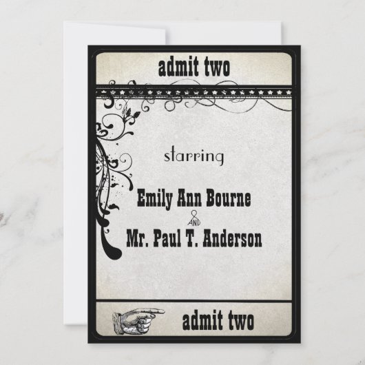 Black Funky Renaissance Medieval Playbill Weddensc Kaart (Achterkant)