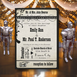 Black Funky Renaissance Medieval Playbill Weddensc Kaart