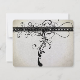 Black Funky Renaissance Wedding Response Kaarten RSVP Kaartje