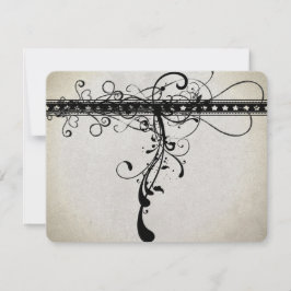 Black Funky Renaissance Wedding Response Kaarten RSVP Kaartje