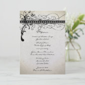 Black Funky Rustic Country Elegant Wedding Menu (Staand voorkant)