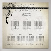 Black Funky Stone Lights & Swirls Seating Chart Poster (Voorkant)