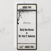 Black Funky Textured Showbill Swirls Wedding Kaart (Achterkant)