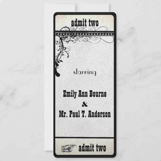 Black Funky Textured Showbill Swirls Wedding Kaart (Achterkant)