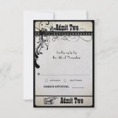 Black Funky Textured Swirls Wedding Response Kaart (Achterkant)