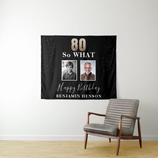 Black Funny 80 So What 80th Birthday 2 Foto Wandkleed (In Situ (horizontaal))