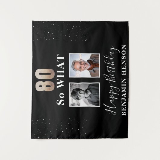 Black Funny 80 So What 80th Birthday 2 Foto Wandkleed (Voorkant)