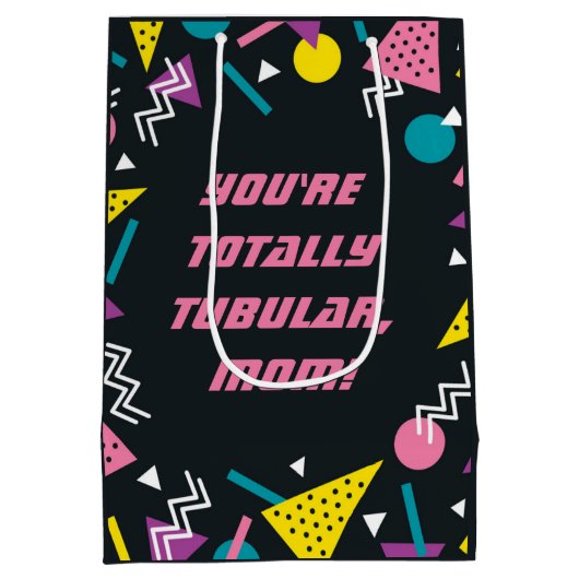 Black Funny 80s Slang Moederdag Medium Gift Bag Cadeauzakje (Achterkant)