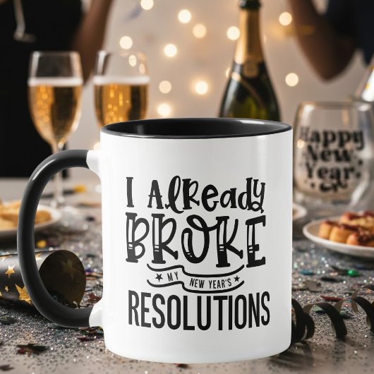 Black Funny Broke New Year Resolutions Typography Mok