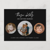 Black Funny Budget Kinder die huwelijkshuwelijk kr Aankondigingskaart (Voorkant)