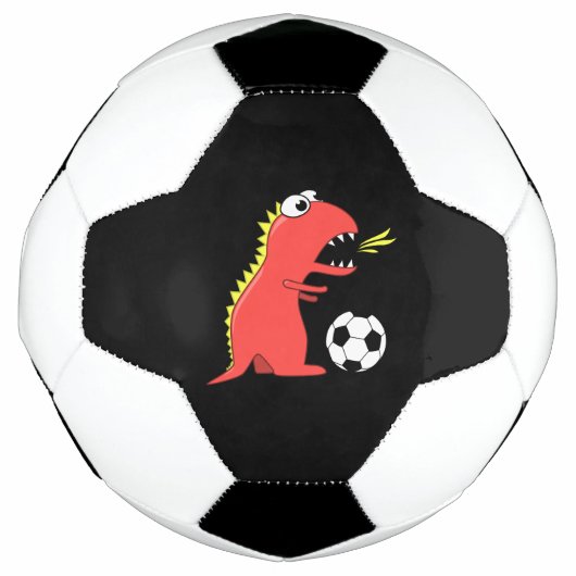 Black Funny Cartoon Dinosaur Soccer Voetbal (Voorkant)