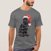 Black Funny Cat Kerstmis Light Cat Lover Christma T-shirt (Voorkant)