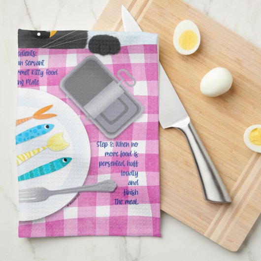 Black Funny Cat Theedoek (Quarter Fold)