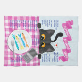 Black Funny Cat Theedoek (Horizontaal)