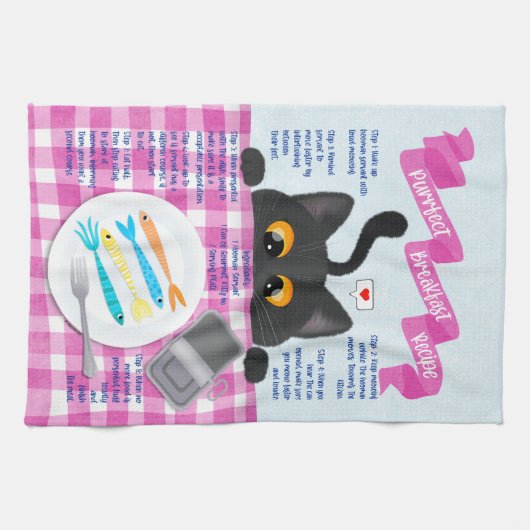 Black Funny Cat Theedoek (Horizontaal)