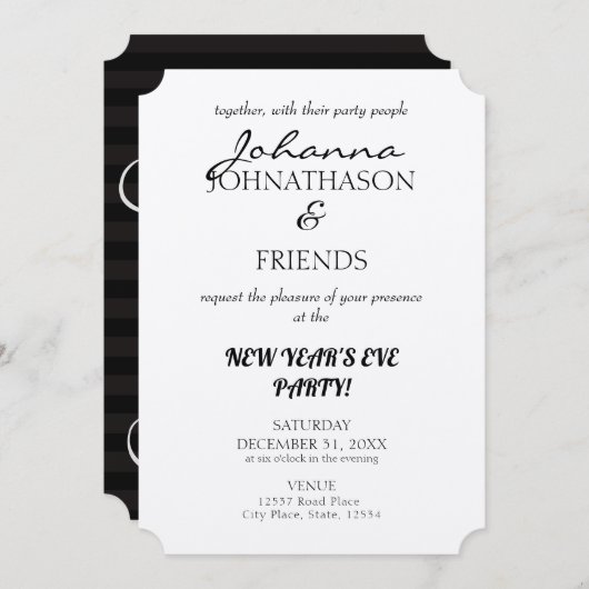 Black Funny Custom New Year Kaart (Voorkant / Achterkant)