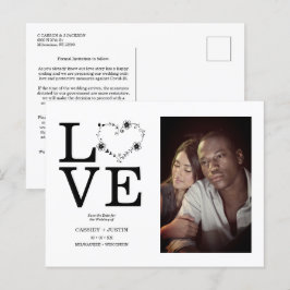 Black Funny Floral Love Heart Custom photo Couple Aankondigingskaart