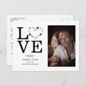 Black Funny Floral Love Heart Custom photo Couple Aankondigingskaart (Voorkant / Achterkant)