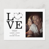 Black Funny Floral Love Heart Custom photo Couple Aankondigingskaart (Voorkant)