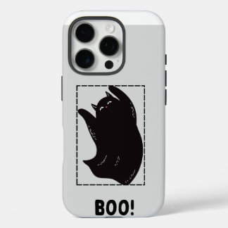 Black Funny Halloween's Cat Ghost iPhone 16 hoesje
