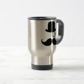 Black Funny Handlebar Mustache Man Reisbeker (Voorkant rechts)