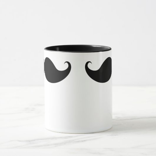 Black Funny Handlebar Mustache Mustache Stache Mok (Midden)
