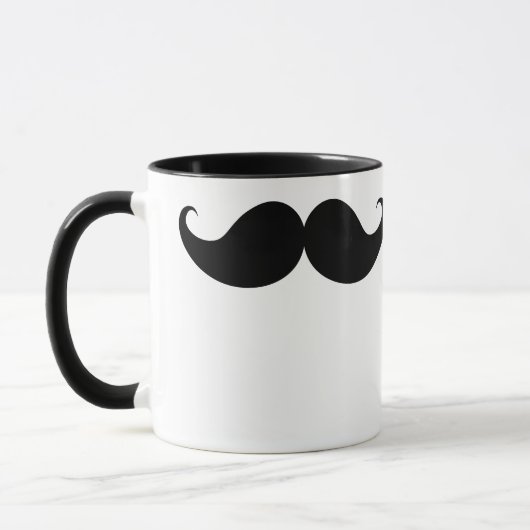 Black Funny Handlebar Mustache Mustache Stache Mok (Links)