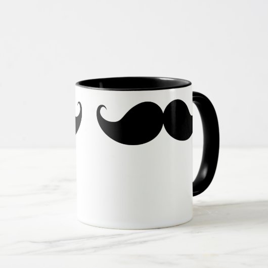 Black Funny Handlebar Mustache Mustache Stache Mok (Voorkant rechts)