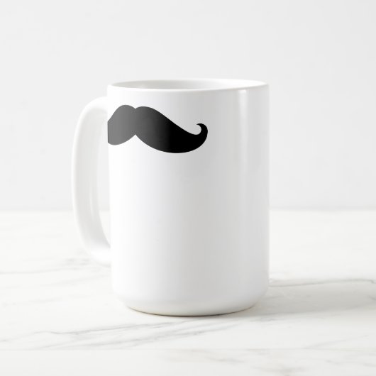 Black Funny Hipster Mustache Koffiemok (Voorkant links)