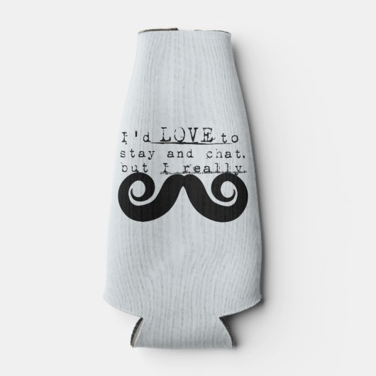 Black Funny Humor I Mustache Flesjeskoeler (Voorkant)