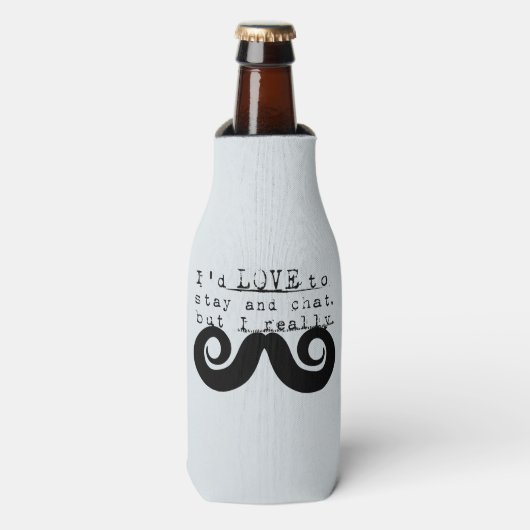 Black Funny Humor I Mustache Flesjeskoeler (Fles Voorkant)