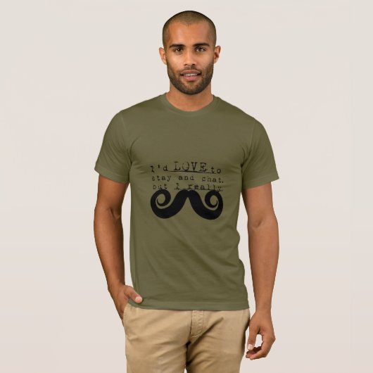 Black Funny Humor I Mustache T-shirt (Voorkant volledig)