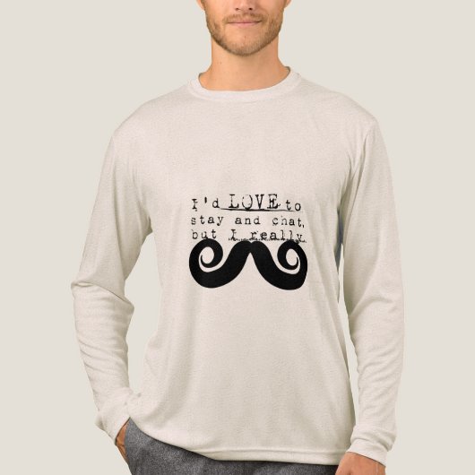 Black Funny Humor I Mustache Tri-Blend Shirt (Voorkant volledig)