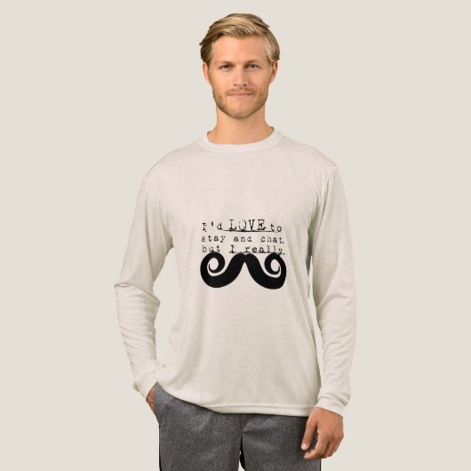 Black Funny Humor I Mustache Tri-Blend Shirt (Voorkant)